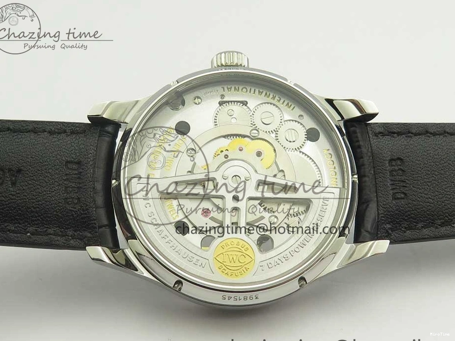MIROTIME 0524 Sporty Portuguese Tourbillon IW5463 SS ZF Best Edition Black Dial on Black Leather Strap 7173